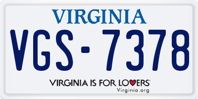 VA license plate VGS7378