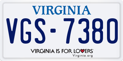 VA license plate VGS7380