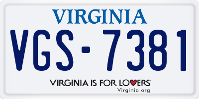 VA license plate VGS7381