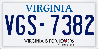 VA license plate VGS7382