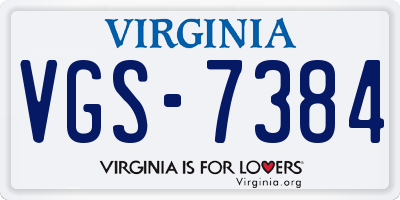 VA license plate VGS7384
