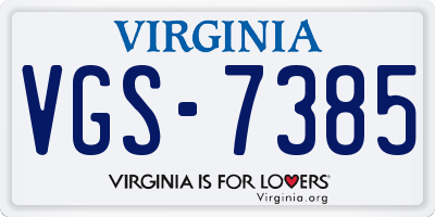VA license plate VGS7385