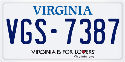 VA license plate VGS7387