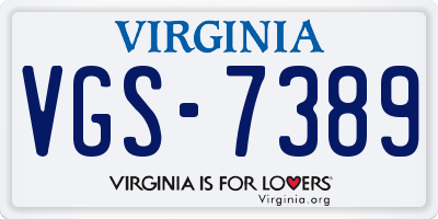 VA license plate VGS7389