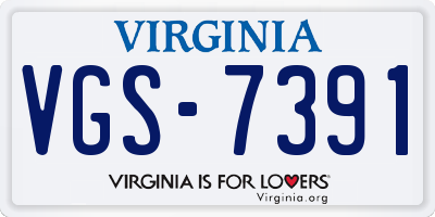 VA license plate VGS7391