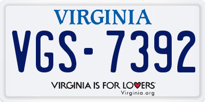 VA license plate VGS7392