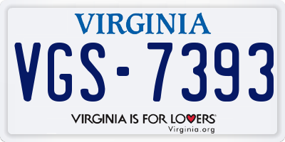 VA license plate VGS7393