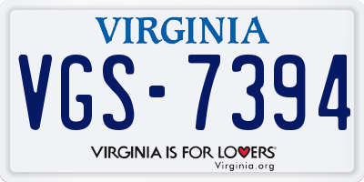 VA license plate VGS7394