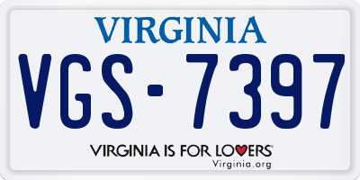 VA license plate VGS7397