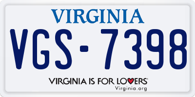 VA license plate VGS7398