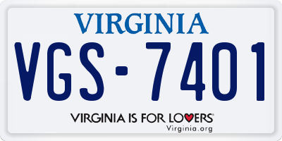 VA license plate VGS7401
