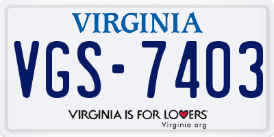 VA license plate VGS7403