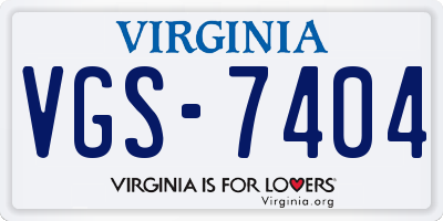 VA license plate VGS7404