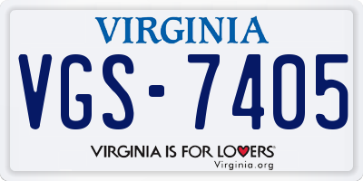 VA license plate VGS7405