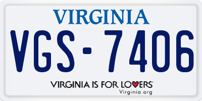 VA license plate VGS7406