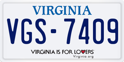 VA license plate VGS7409