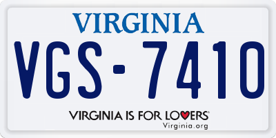 VA license plate VGS7410