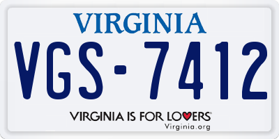 VA license plate VGS7412