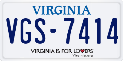 VA license plate VGS7414