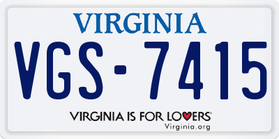 VA license plate VGS7415