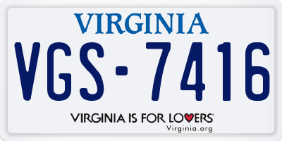 VA license plate VGS7416