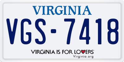 VA license plate VGS7418