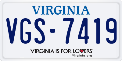 VA license plate VGS7419