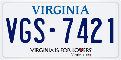 VA license plate VGS7421
