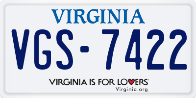VA license plate VGS7422