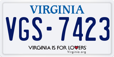VA license plate VGS7423