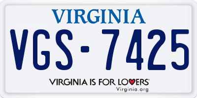 VA license plate VGS7425