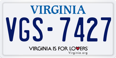 VA license plate VGS7427