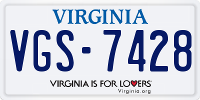 VA license plate VGS7428