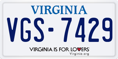 VA license plate VGS7429