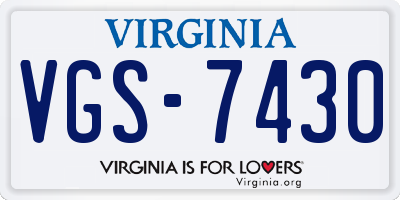 VA license plate VGS7430