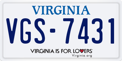 VA license plate VGS7431