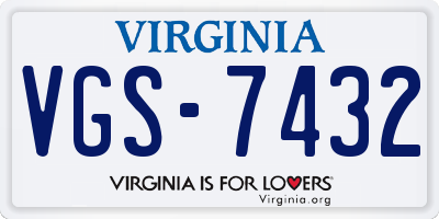 VA license plate VGS7432