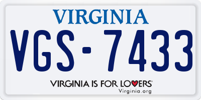 VA license plate VGS7433