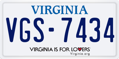 VA license plate VGS7434