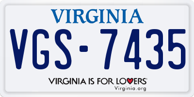 VA license plate VGS7435