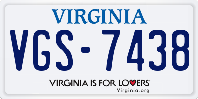 VA license plate VGS7438