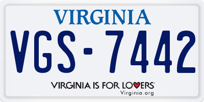 VA license plate VGS7442