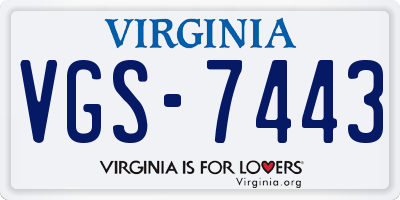 VA license plate VGS7443