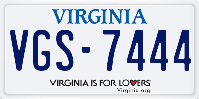 VA license plate VGS7444