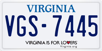 VA license plate VGS7445