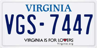 VA license plate VGS7447