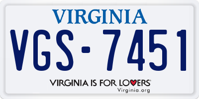 VA license plate VGS7451