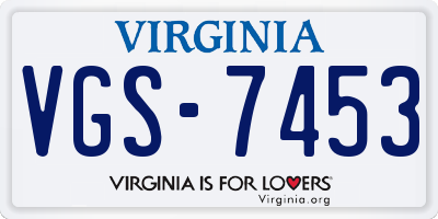 VA license plate VGS7453