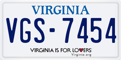 VA license plate VGS7454