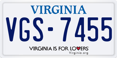 VA license plate VGS7455